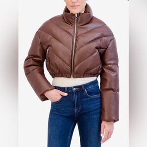 Hudson cropped chevron puffer jacket NWT